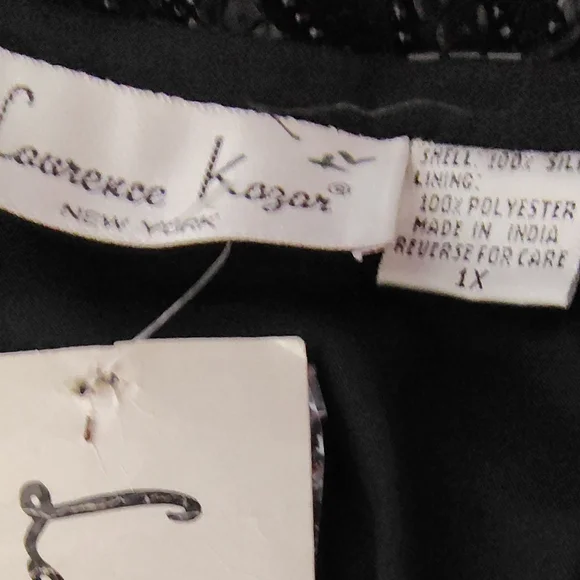 Laurence Kazar TAG SILK Jacket, Women, Black Sequin, Beads, front latch,Lined,1X - Picture 3 of 15
